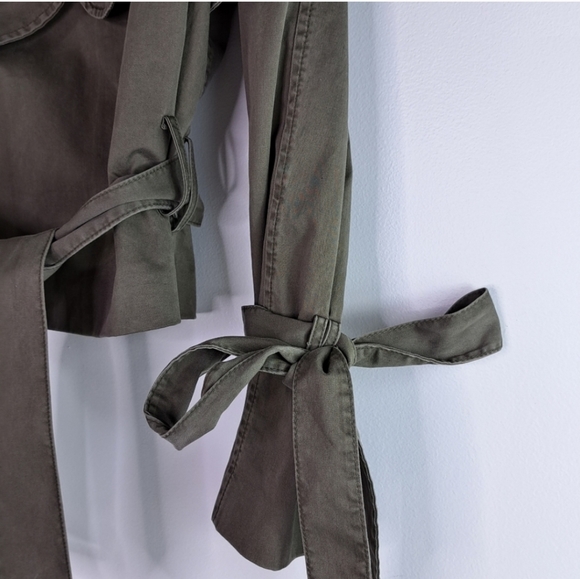 Anine Bing Twill Aria Military Green Cropped Trench Coat Size XS - Picture 16 of 16